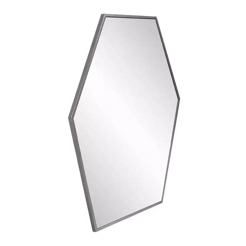 Howard Elliott 30"x30" Hexagonal Shaped Metal Framed Wall Mirror Silver
