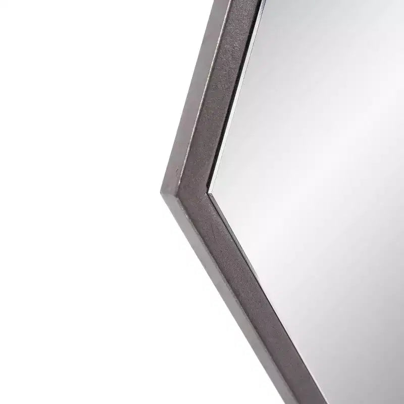 Howard Elliott 30"x30" Hexagonal Shaped Metal Framed Wall Mirror Silver