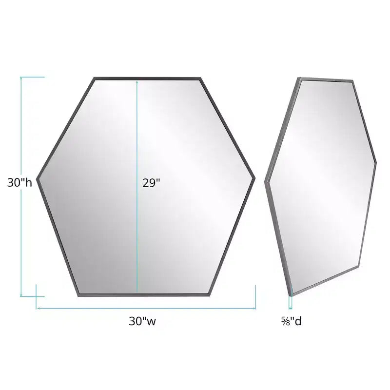 Howard Elliott 30"x30" Hexagonal Shaped Metal Framed Wall Mirror Silver