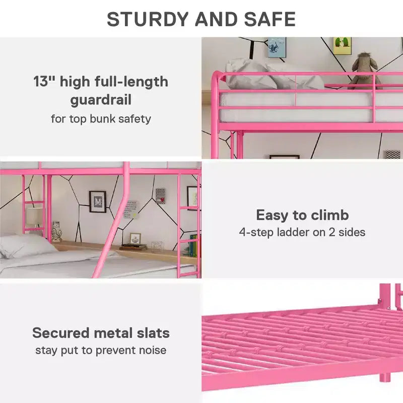 DHP Dusty Bunk Bed with Metal Frame and Ladder