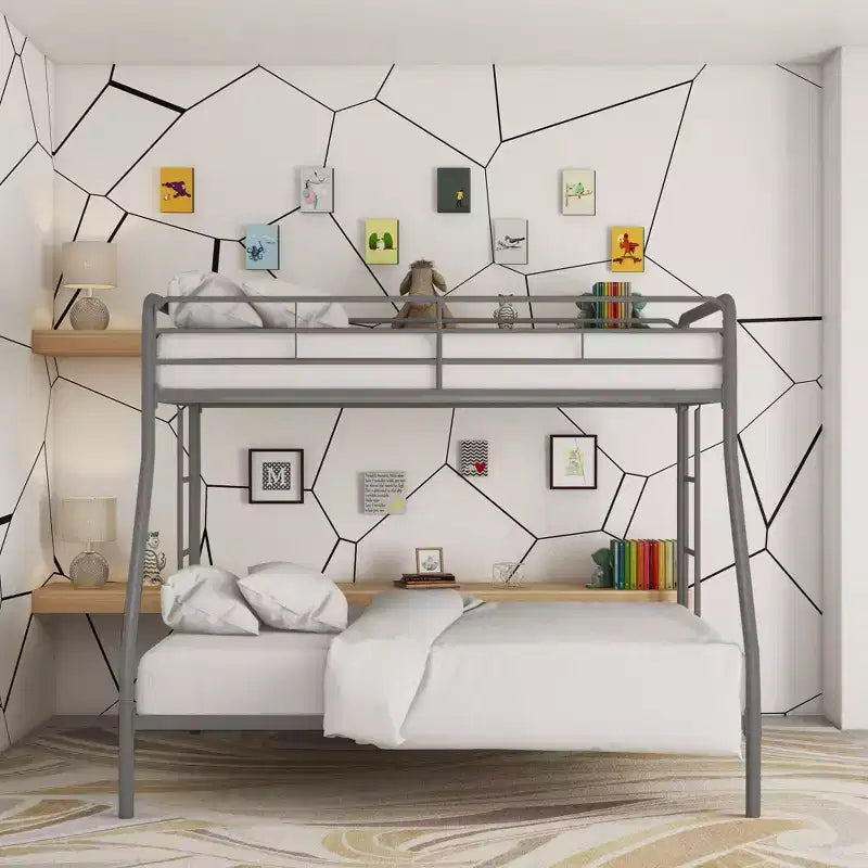 DHP Dusty Bunk Bed with Metal Frame and Ladder