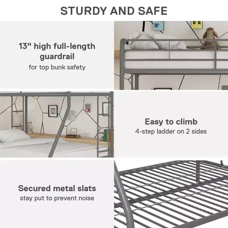 DHP Dusty Bunk Bed with Metal Frame and Ladder