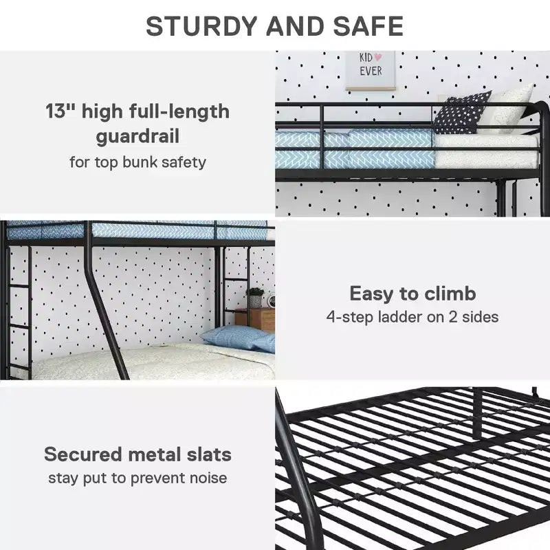 DHP Dusty Bunk Bed with Metal Frame and Ladder