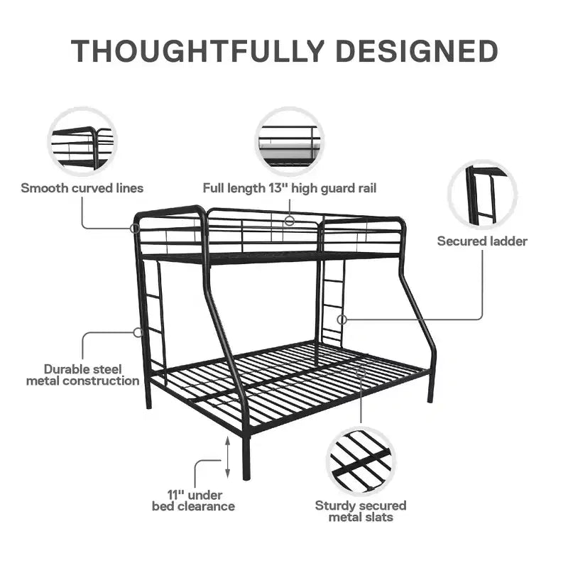 DHP Dusty Bunk Bed with Metal Frame and Ladder