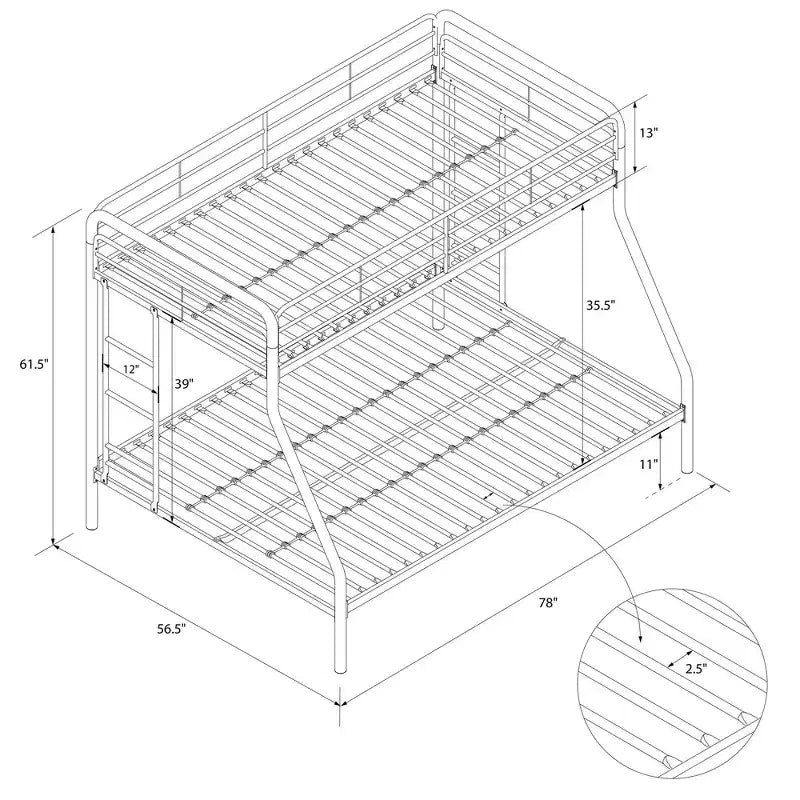 DHP Dusty Bunk Bed with Metal Frame and Ladder