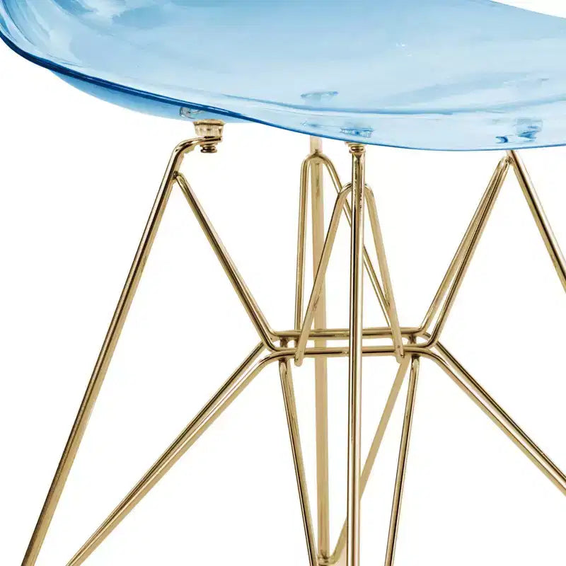 LeisureMod Cresco Modern Acrylic Dining Chairs (Set of 2) Eiffel Gold Chrome Base, Stylish Accent Chairs for Contemporary Dining Rooms & Kitchens