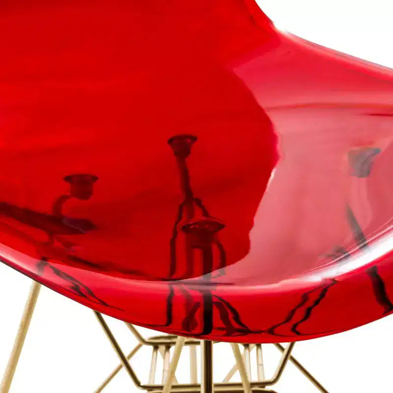 LeisureMod Cresco Modern Acrylic Dining Chairs (Set of 2) Eiffel Gold Chrome Base, Stylish Accent Chairs for Contemporary Dining Rooms & Kitchens
