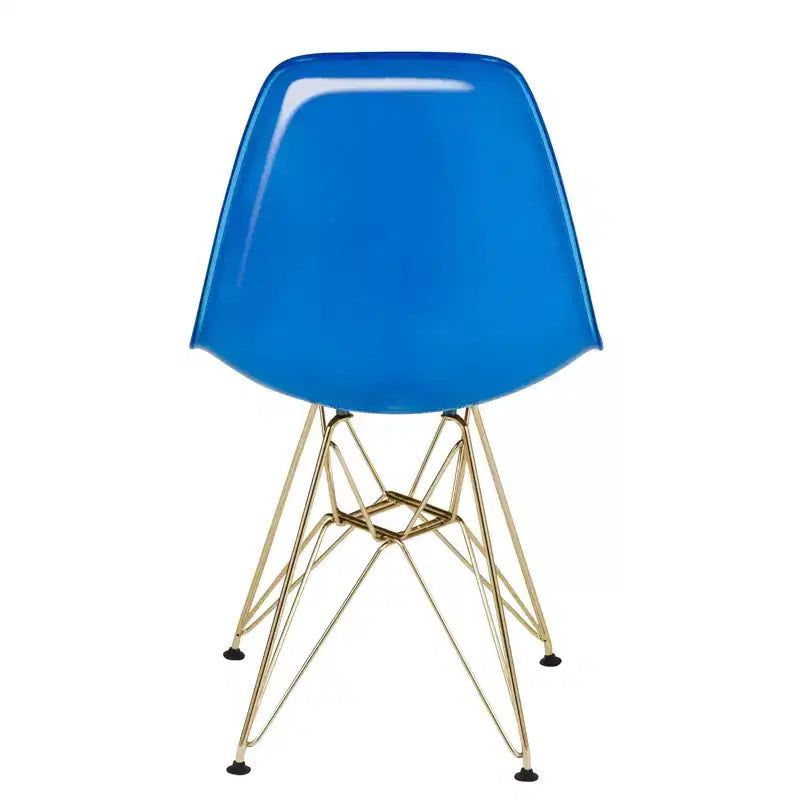 LeisureMod Cresco Modern Acrylic Dining Chairs (Set of 2) Eiffel Gold Chrome Base, Stylish Accent Chairs for Contemporary Dining Rooms & Kitchens