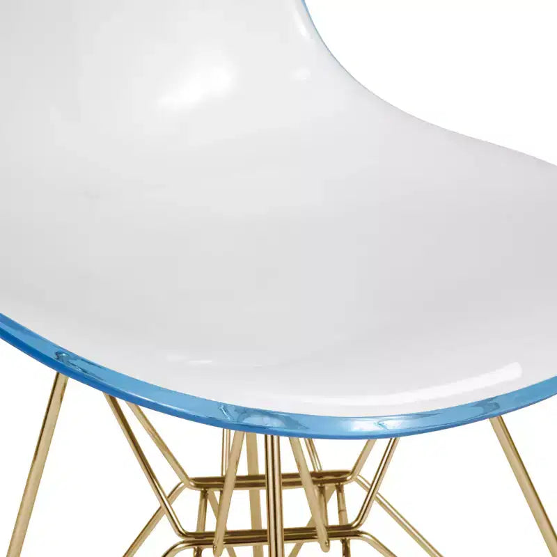 LeisureMod Cresco Modern Acrylic Dining Chairs (Set of 2) Eiffel Gold Chrome Base, Stylish Accent Chairs for Contemporary Dining Rooms & Kitchens