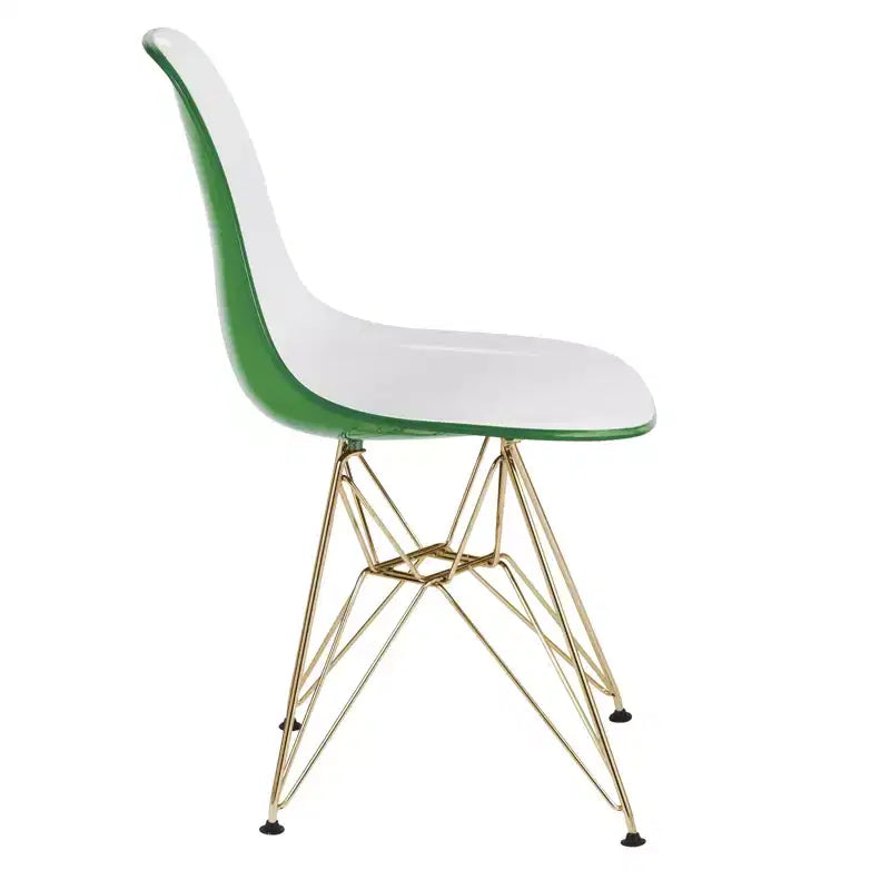LeisureMod Cresco Modern Acrylic Dining Chairs (Set of 2) Eiffel Gold Chrome Base, Stylish Accent Chairs for Contemporary Dining Rooms & Kitchens