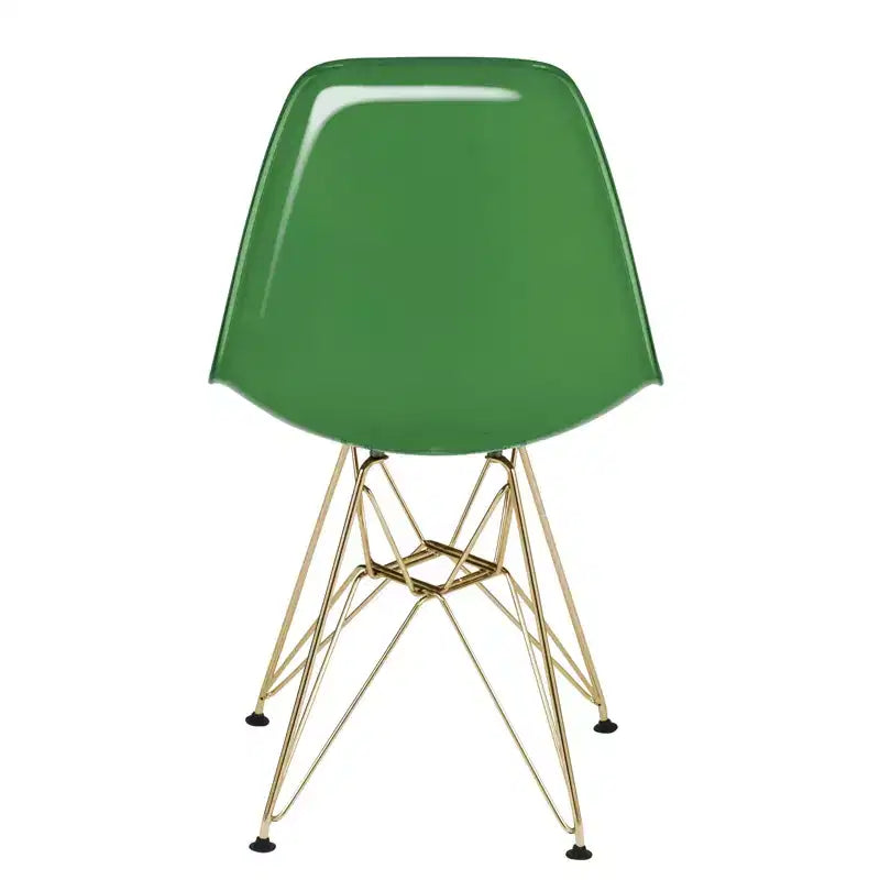LeisureMod Cresco Modern Acrylic Dining Chairs (Set of 2) Eiffel Gold Chrome Base, Stylish Accent Chairs for Contemporary Dining Rooms & Kitchens
