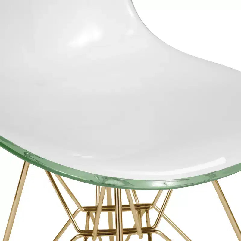 LeisureMod Cresco Modern Acrylic Dining Chairs (Set of 2) Eiffel Gold Chrome Base, Stylish Accent Chairs for Contemporary Dining Rooms & Kitchens