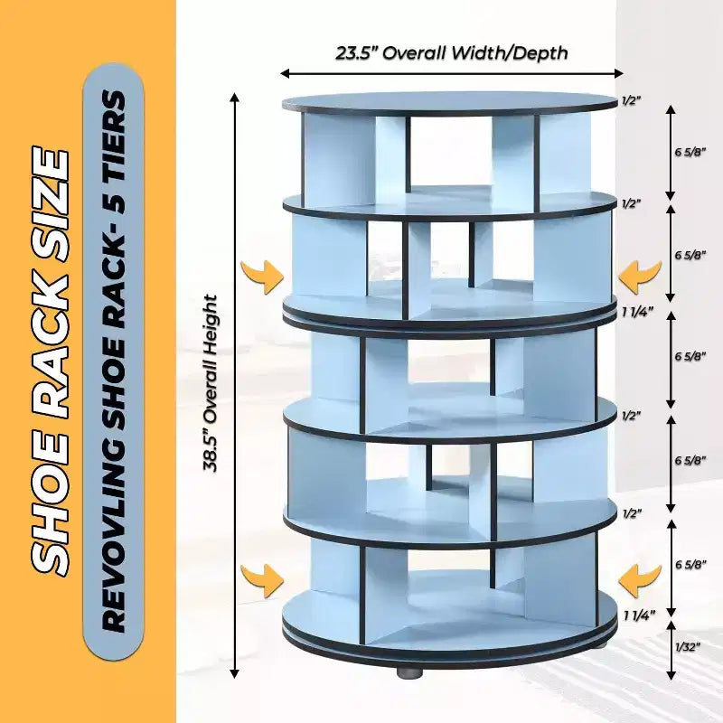Kings Brand Furniture 5-Tier Rotating Shoe Rack360 spinning storage tower, perfect for closets, entryways, bedrooms, or hallways
