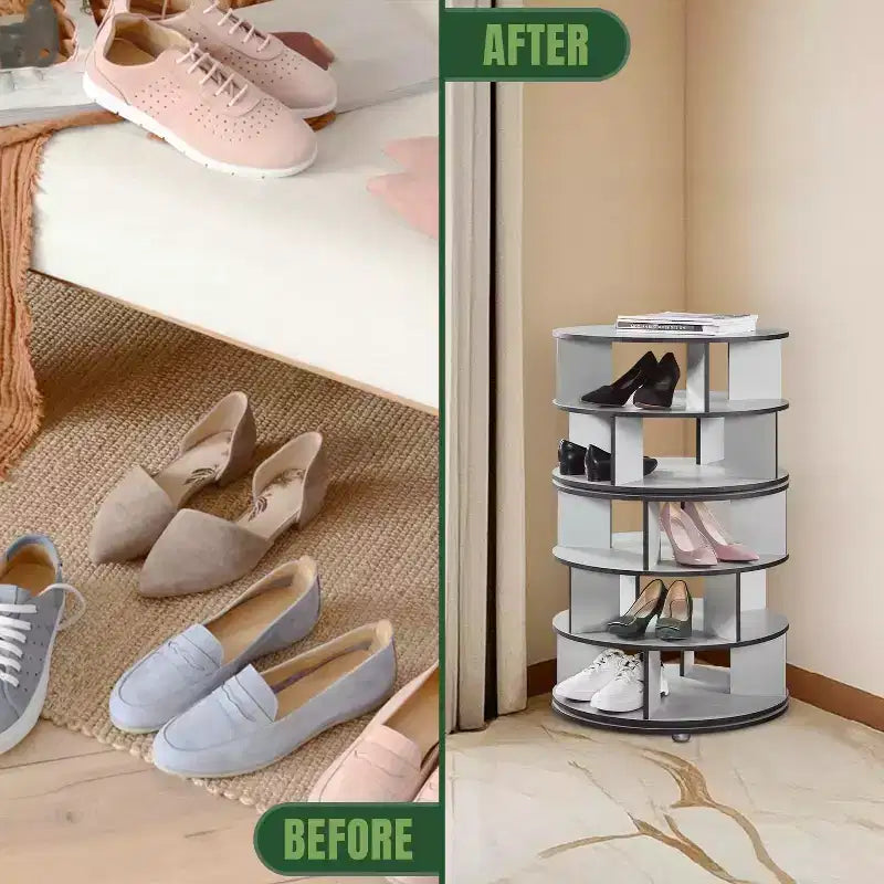 Kings Brand Furniture 5-Tier Rotating Shoe Rack360 spinning storage tower, perfect for closets, entryways, bedrooms, or hallways