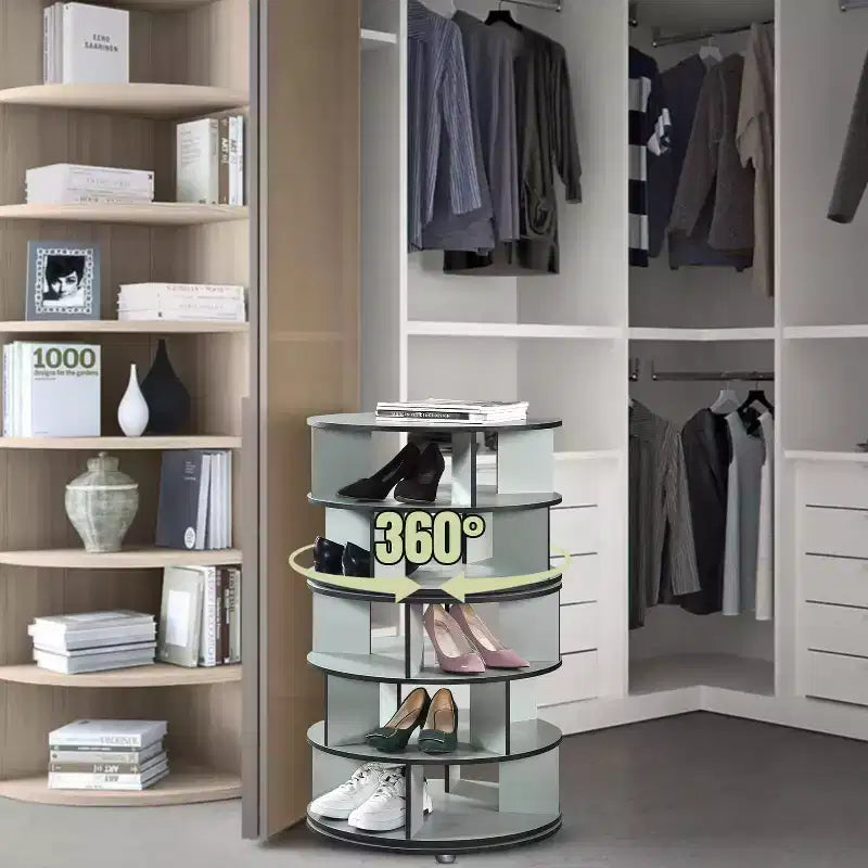Kings Brand Furniture 5-Tier Rotating Shoe Rack360 spinning storage tower, perfect for closets, entryways, bedrooms, or hallways