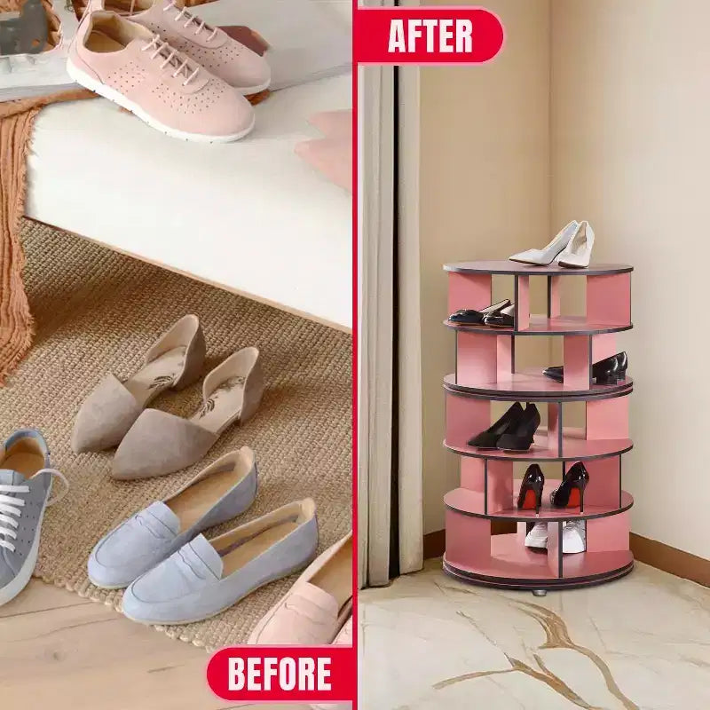 Kings Brand Furniture 5-Tier Rotating Shoe Rack360 spinning storage tower, perfect for closets, entryways, bedrooms, or hallways