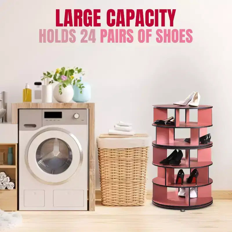 Kings Brand Furniture 5-Tier Rotating Shoe Rack360 spinning storage tower, perfect for closets, entryways, bedrooms, or hallways