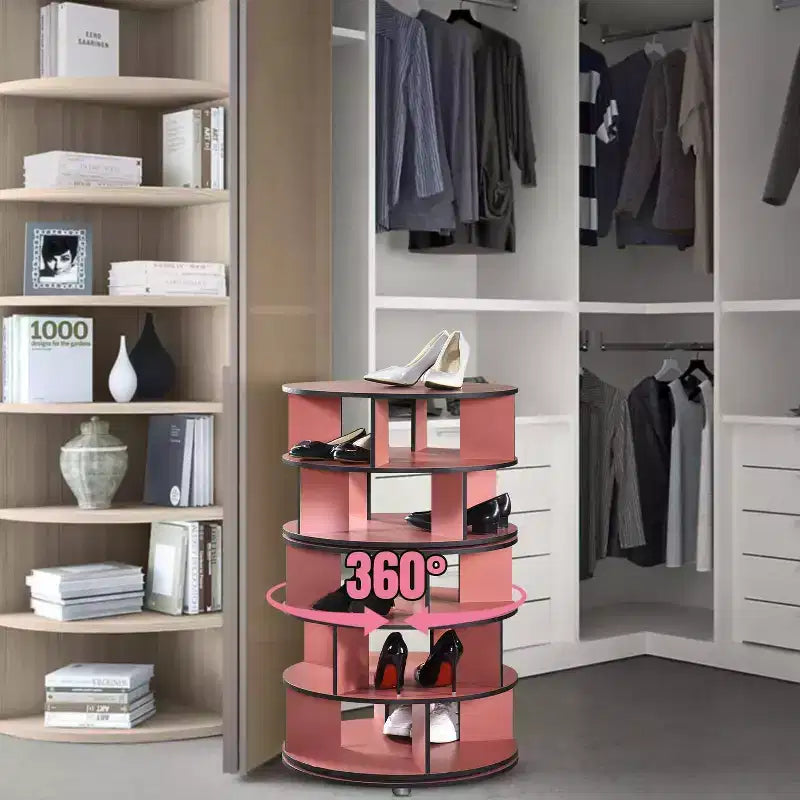 Kings Brand Furniture 5-Tier Rotating Shoe Rack360 spinning storage tower, perfect for closets, entryways, bedrooms, or hallways
