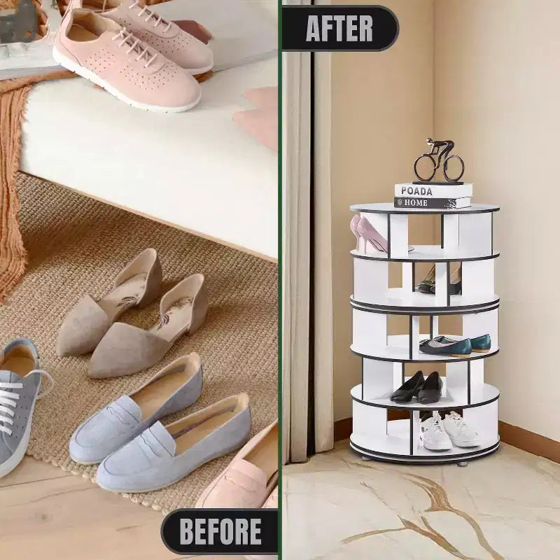 Kings Brand Furniture 5-Tier Rotating Shoe Rack360 spinning storage tower, perfect for closets, entryways, bedrooms, or hallways