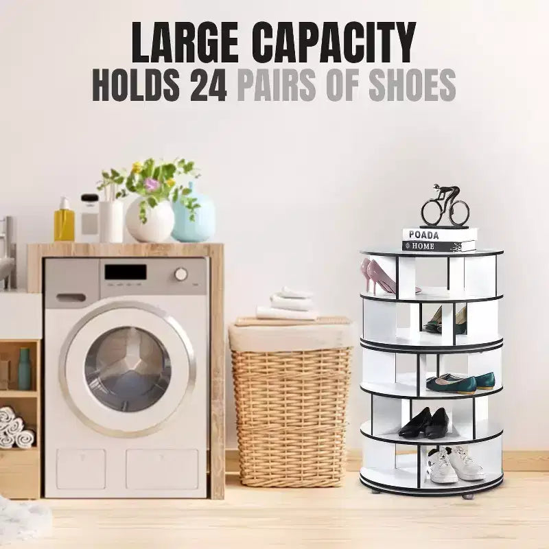 Kings Brand Furniture 5-Tier Rotating Shoe Rack360 spinning storage tower, perfect for closets, entryways, bedrooms, or hallways