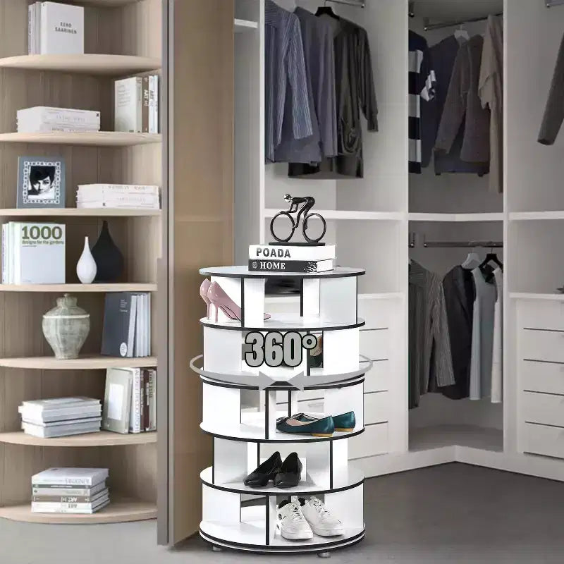 Kings Brand Furniture 5-Tier Rotating Shoe Rack360 spinning storage tower, perfect for closets, entryways, bedrooms, or hallways