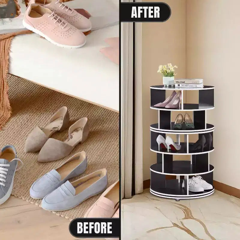 Kings Brand Furniture 5-Tier Rotating Shoe Rack360 spinning storage tower, perfect for closets, entryways, bedrooms, or hallways