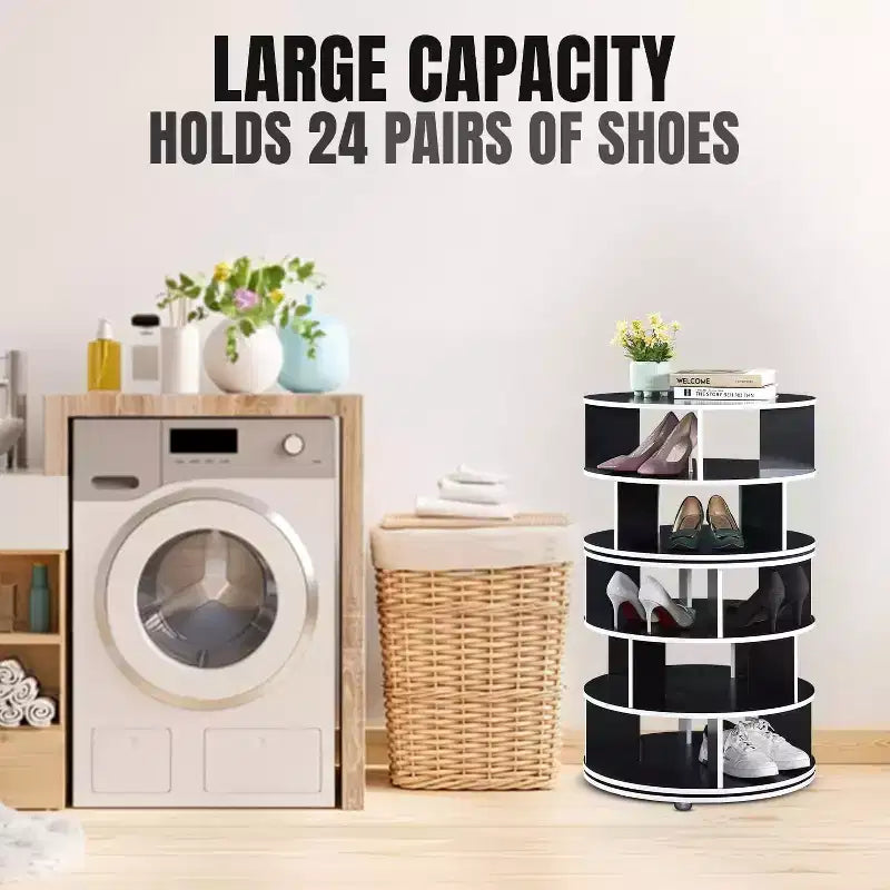 Kings Brand Furniture 5-Tier Rotating Shoe Rack360 spinning storage tower, perfect for closets, entryways, bedrooms, or hallways