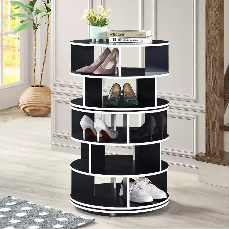 Kings Brand Furniture 5-Tier Rotating Shoe Rack360 spinning storage tower, perfect for closets, entryways, bedrooms, or hallways