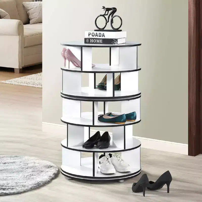 Kings Brand Furniture 5-Tier Rotating Shoe Rack360 spinning storage tower, perfect for closets, entryways, bedrooms, or hallways