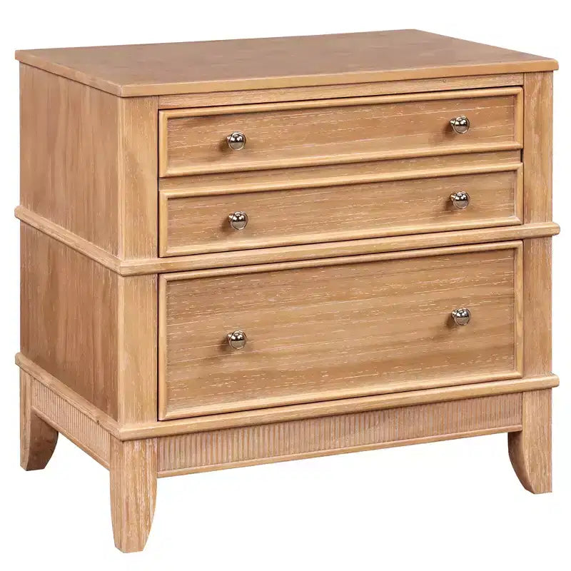 27.3W 3-Drawer Nightstand, Solid Pine Wood Side Table End Table for Living Room, Hallway & Entryway, Natural - ModernLuxe