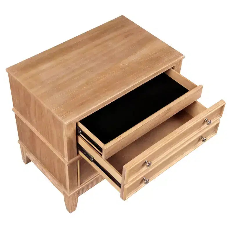27.3W 3-Drawer Nightstand, Solid Pine Wood Side Table End Table for Living Room, Hallway & Entryway, Natural - ModernLuxe