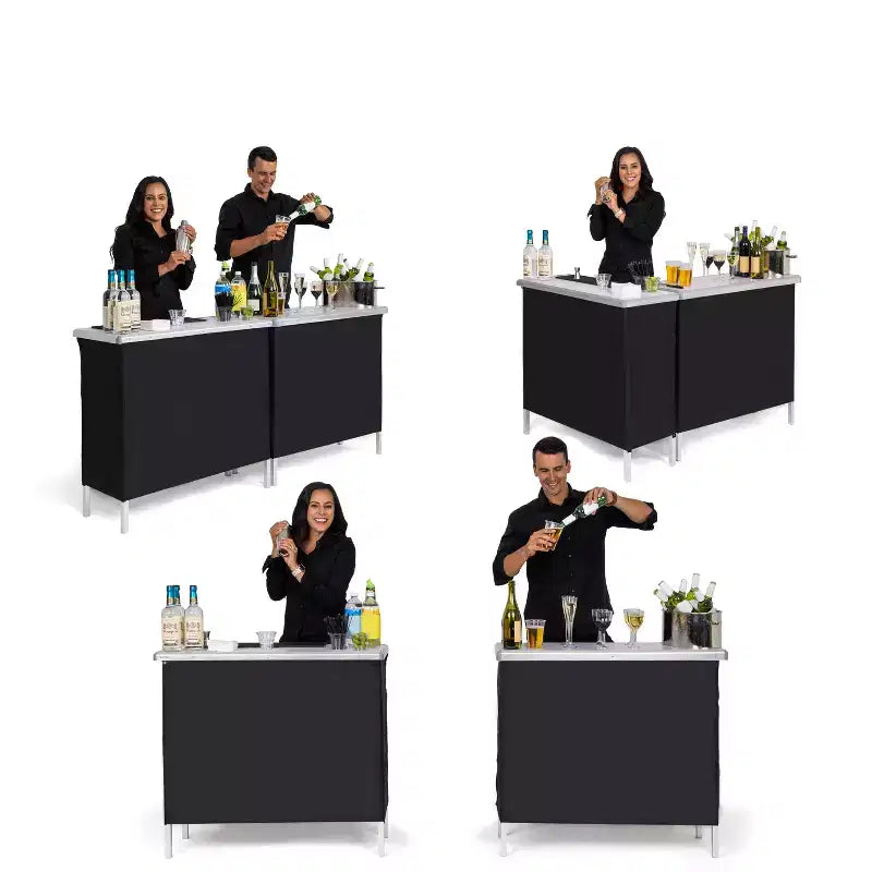 GoBar Portable Double Pop Up Bar Table Set - Mobile Bartender Station for Events - Includes Carrying Case