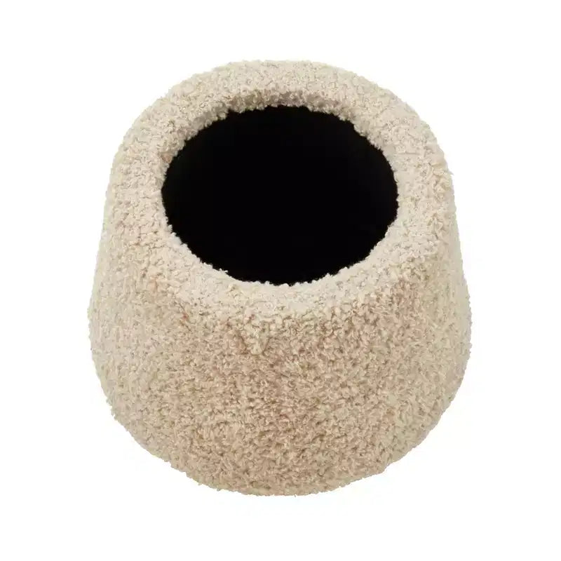 Saro Lifestyle Mushroom Storage Ottoman Faux Shearling Footrest with Hidden Storage, Decorative Accent Stool for Living Room or Bedroom