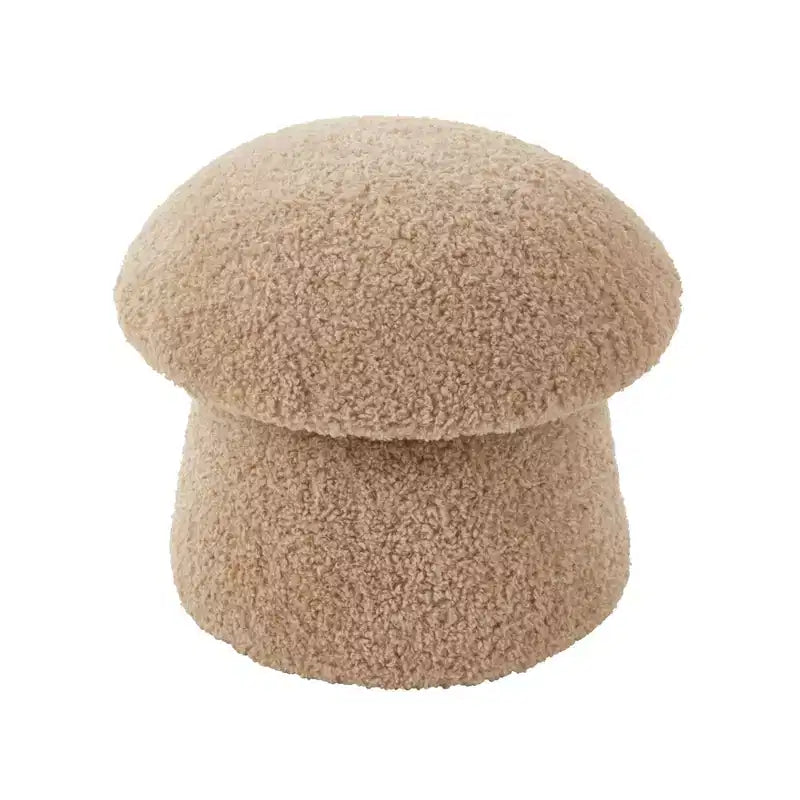 Saro Lifestyle Mushroom Storage Ottoman Faux Shearling Footrest with Hidden Storage, Decorative Accent Stool for Living Room or Bedroom