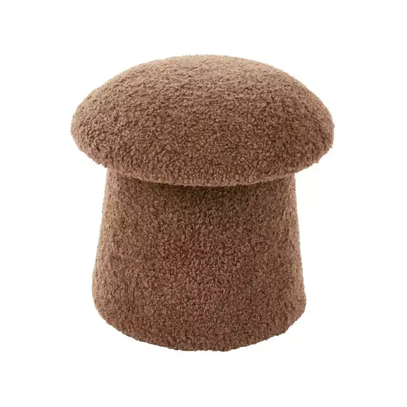 Saro Lifestyle Mushroom Storage Ottoman Faux Shearling Footrest with Hidden Storage, Decorative Accent Stool for Living Room or Bedroom