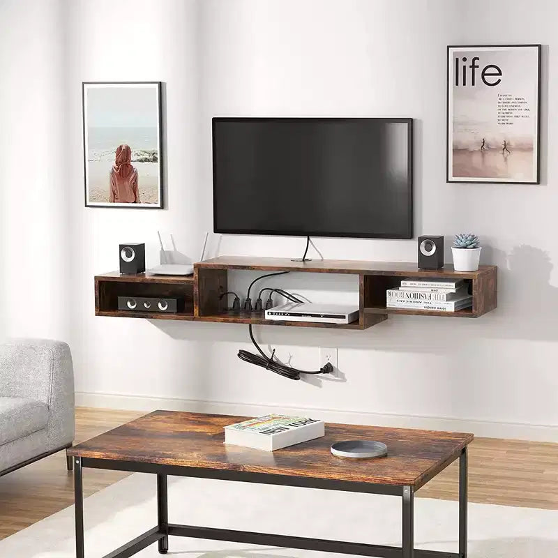 Floating TV Stand for TVs up to 55 - Hausource:Media Console Shelf with Power Outlet
