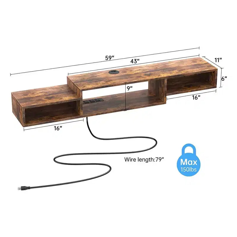 Floating TV Stand for TVs up to 55 - Hausource:Media Console Shelf with Power Outlet