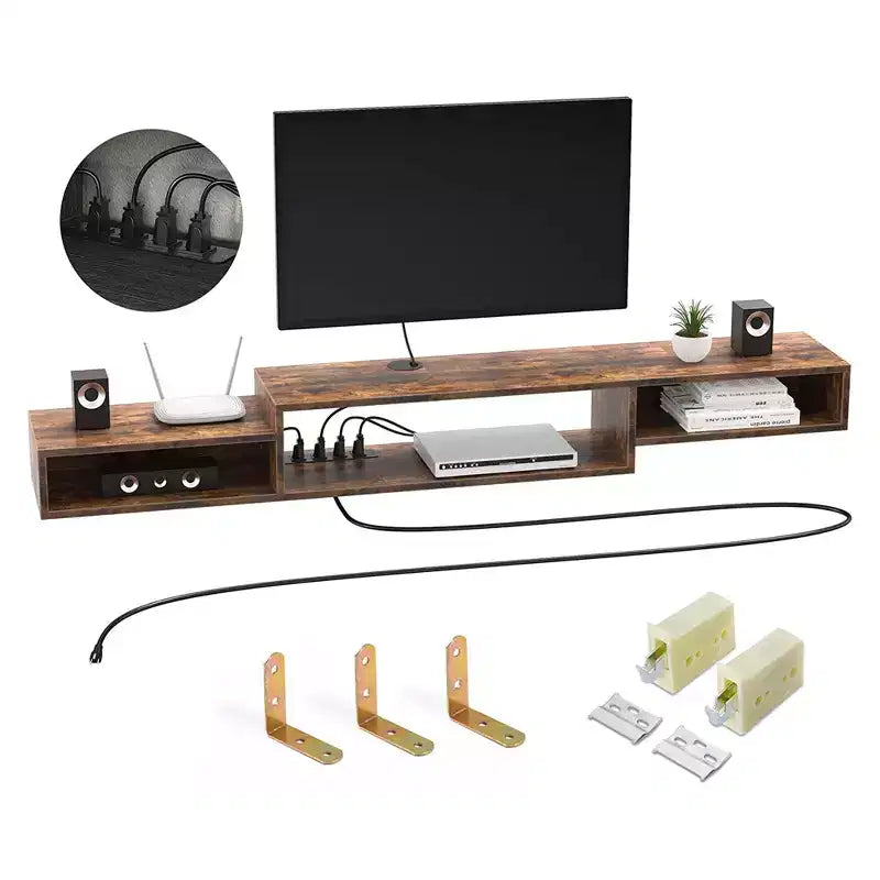 Floating TV Stand for TVs up to 55 - Hausource:Media Console Shelf with Power Outlet