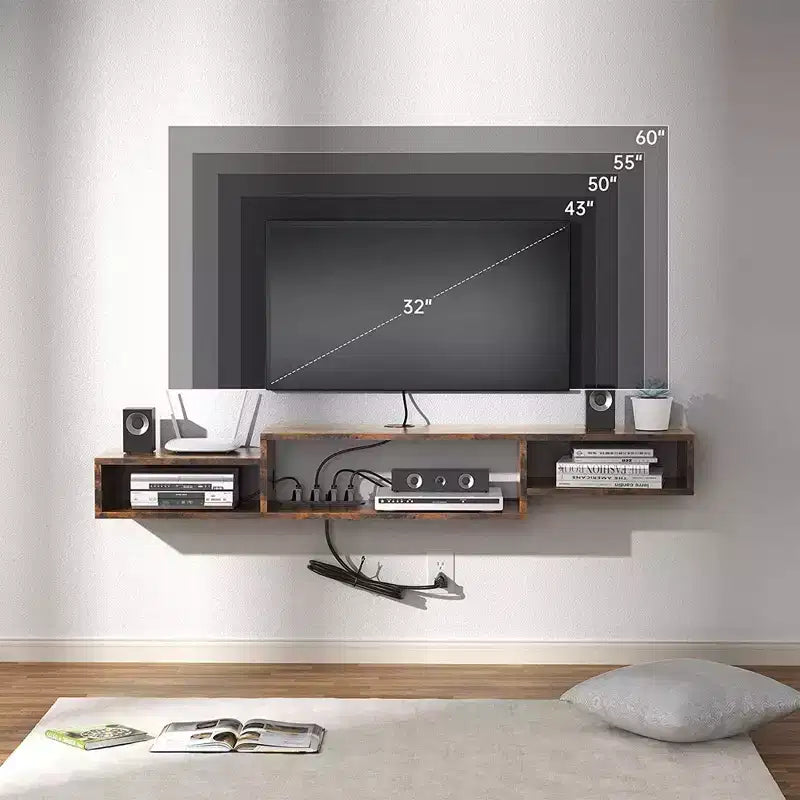 Floating TV Stand for TVs up to 55 - Hausource:Media Console Shelf with Power Outlet