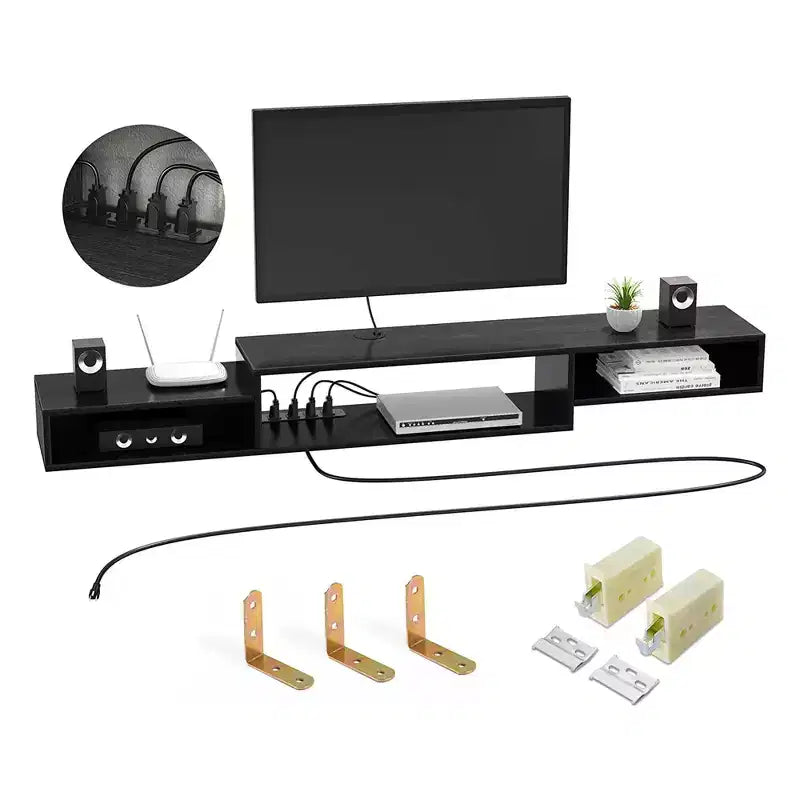 Floating TV Stand for TVs up to 55 - Hausource:Media Console Shelf with Power Outlet