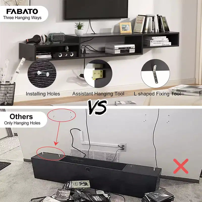 Floating TV Stand for TVs up to 55 - Hausource:Media Console Shelf with Power Outlet
