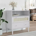 vidaXL SENJA Sideboard Rattan Look White 31.5x15.7x31.5 Solid Wood Pine
