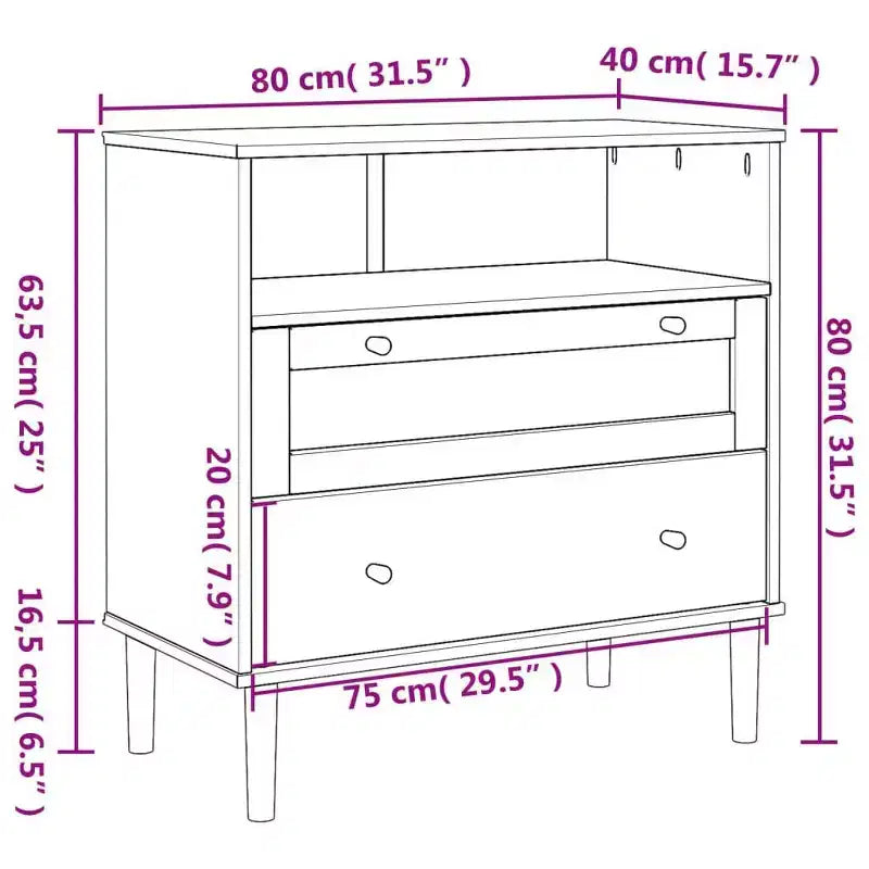 vidaXL SENJA Sideboard Rattan Look White 31.5x15.7x31.5 Solid Wood Pine
