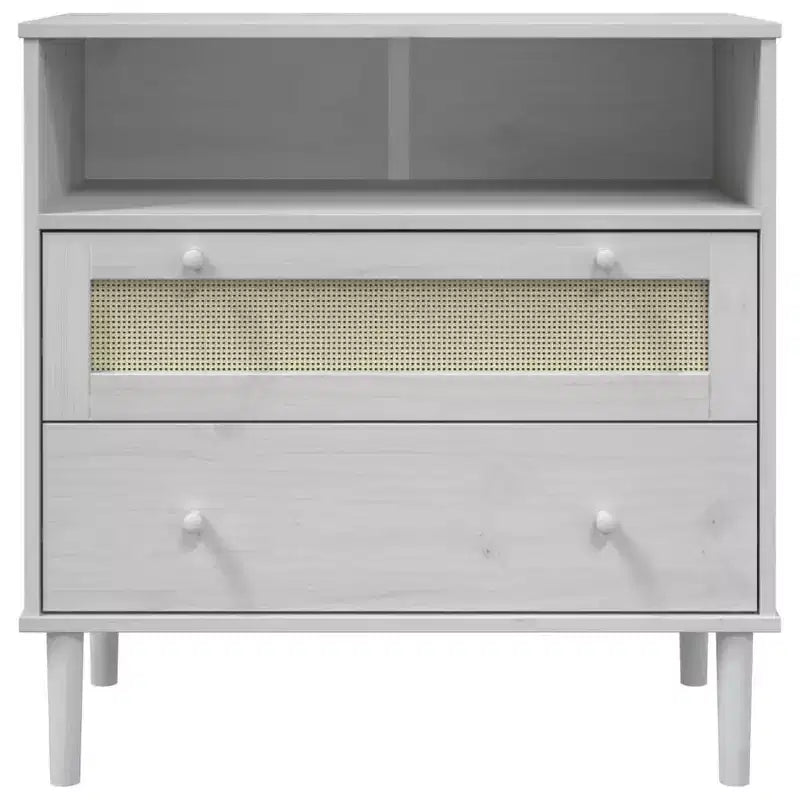 vidaXL SENJA Sideboard Rattan Look White 31.5x15.7x31.5 Solid Wood Pine