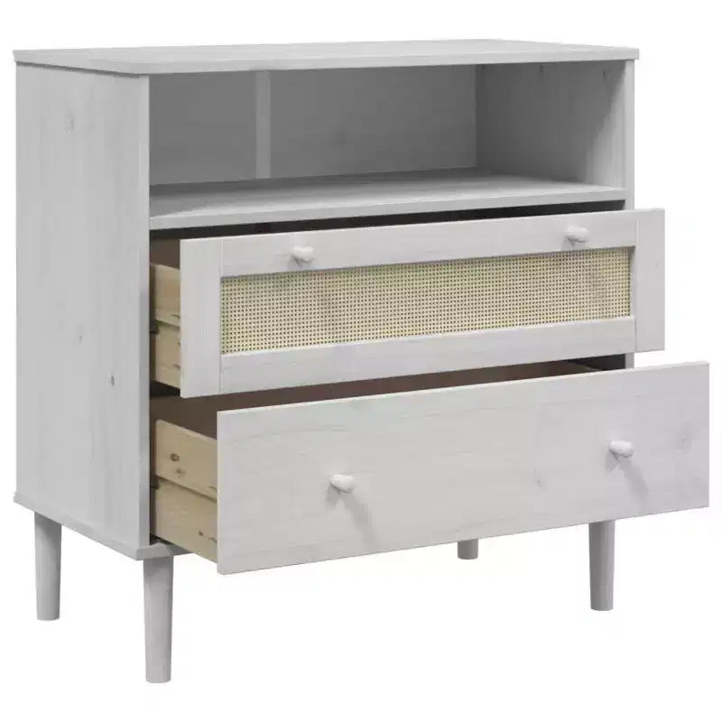 vidaXL SENJA Sideboard Rattan Look White 31.5x15.7x31.5 Solid Wood Pine