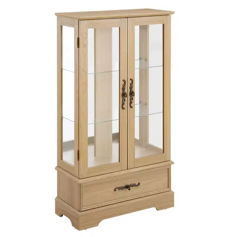 AndMakers 25.98 in. Display Cabinet with 1 Drawer and 2 Glass Doors
