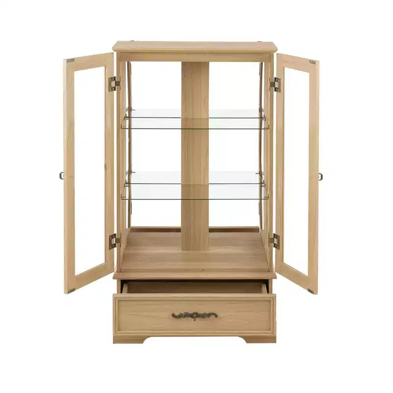 AndMakers 25.98 in. Display Cabinet with 1 Drawer and 2 Glass Doors