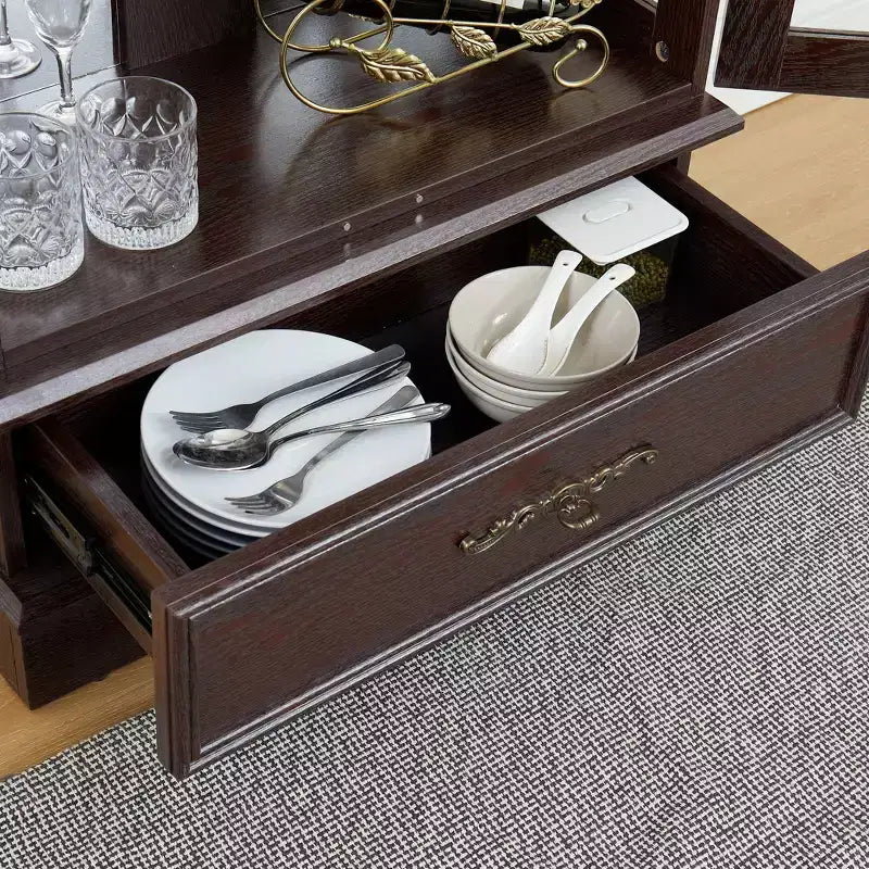 AndMakers 25.98 in. Display Cabinet with 1 Drawer and 2 Glass Doors