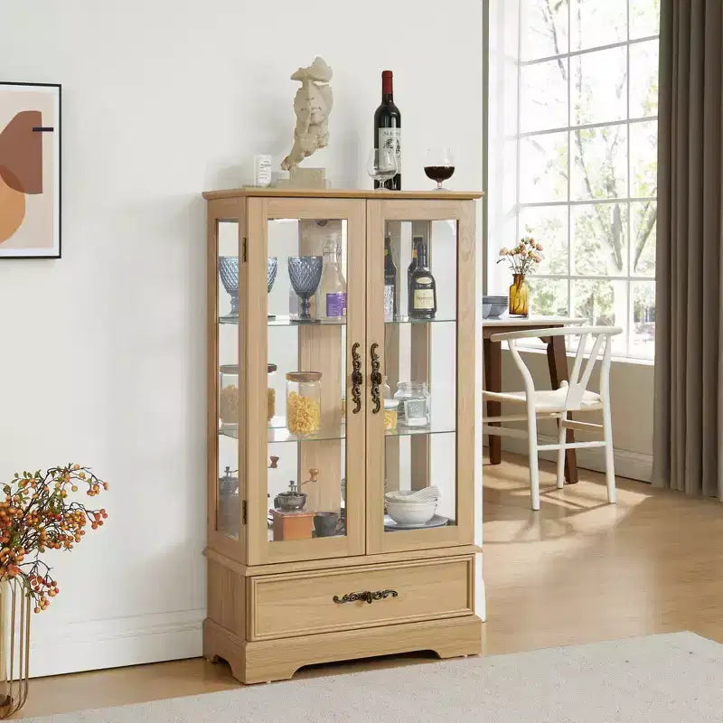 AndMakers 25.98 in. Display Cabinet with 1 Drawer and 2 Glass Doors