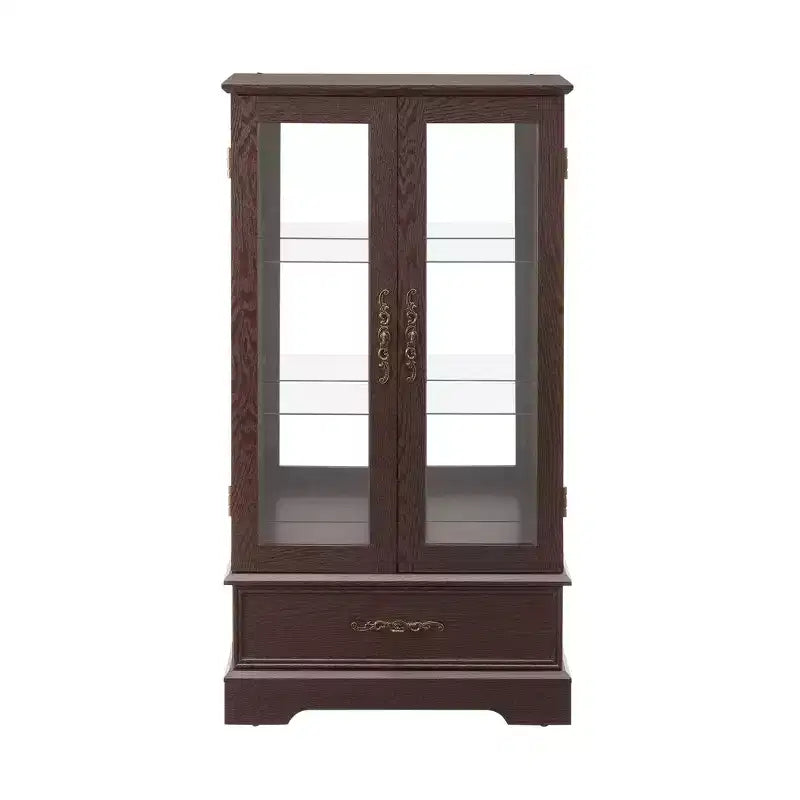 AndMakers 25.98 in. Display Cabinet with 1 Drawer and 2 Glass Doors